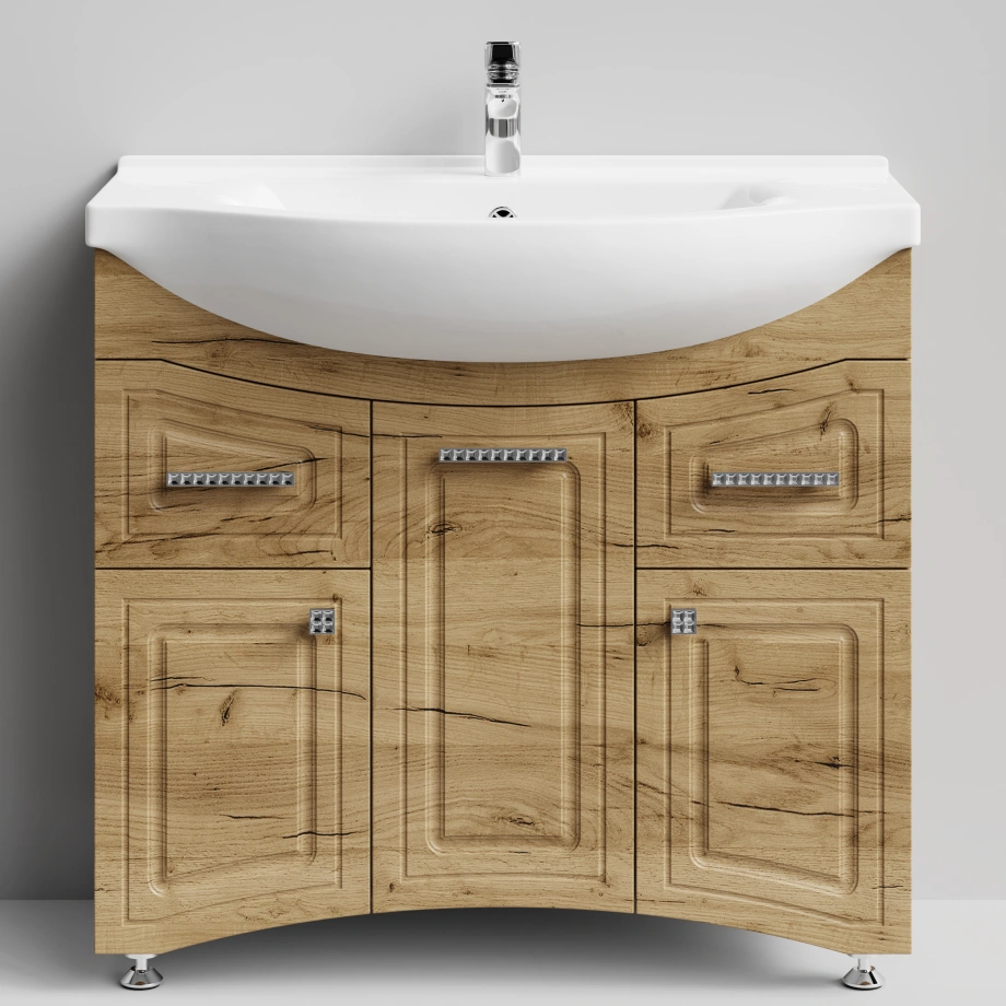 Тумба с раковиной Адам 90 напольная, Дуб Тортуга, петли справа