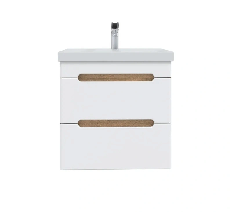 Тумба подвесная SanStar Diva 50 с раковиной Como 50 белый, дуб вотан