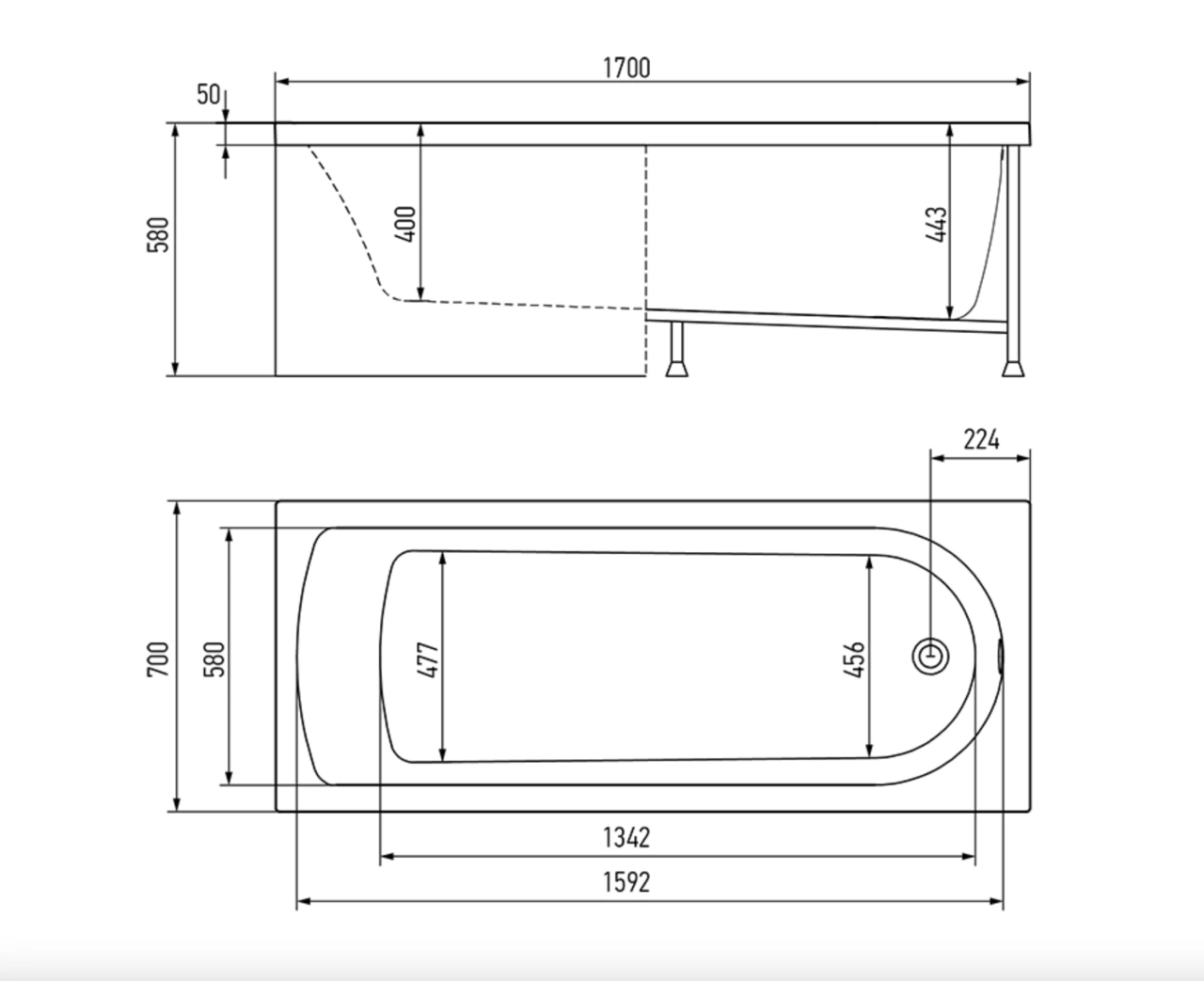 Ванна акриловая Alex Baitler Michigan 170x70