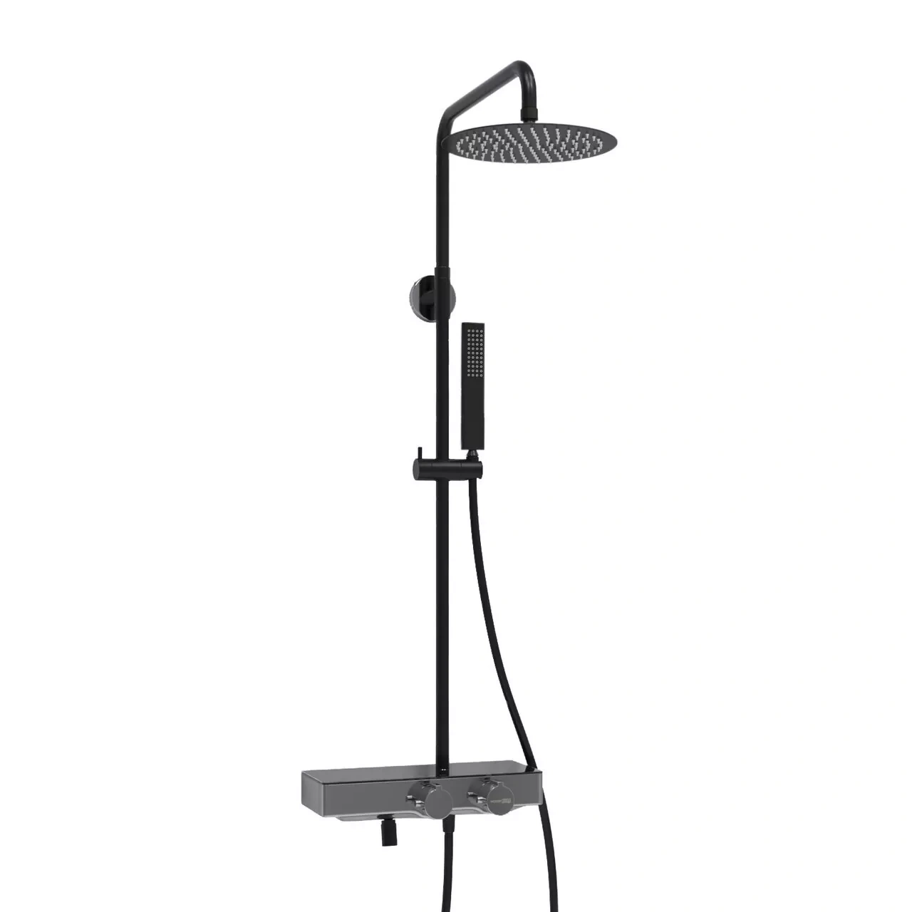 Душевая стойка WasserKraft A114.258.218.CB Thermo хром/черный Soft-touch