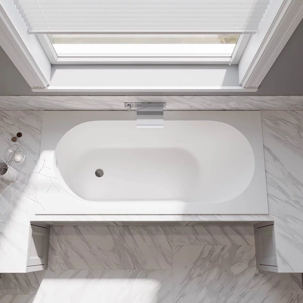 Ванна из искусственного камня Veconi STAMPO slim, 1700х700 белый глянец