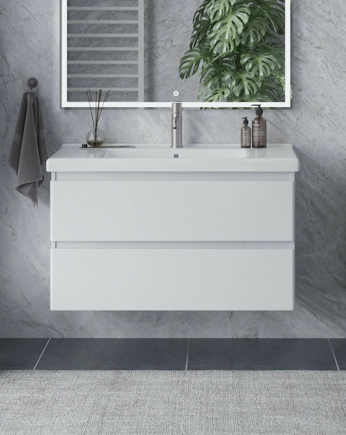 Тумба подвесная SanStar Riana 100 с раковиной Гармония 100, белая