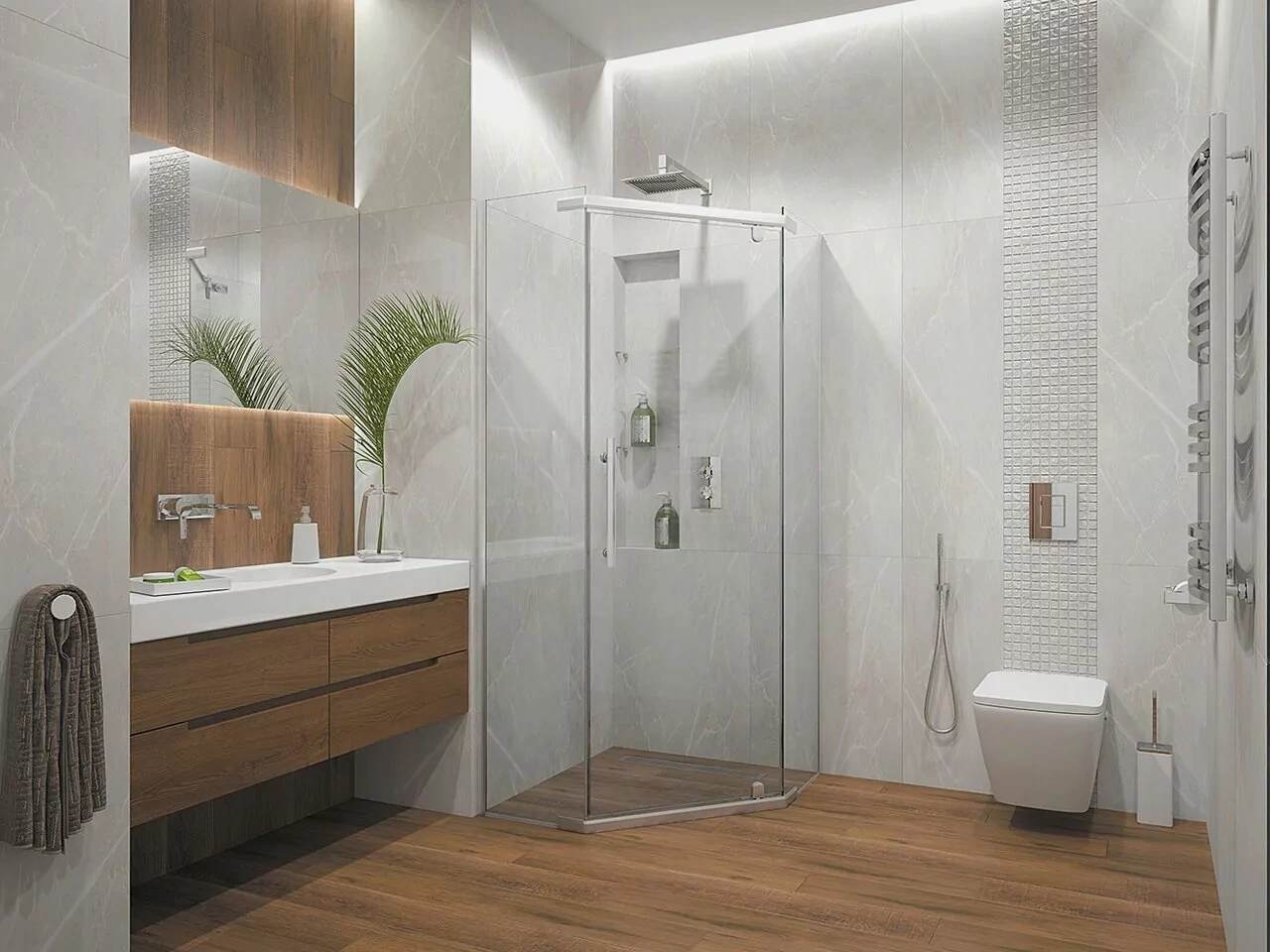 Душевой уголок Erlit ER10110V-C1 100х100 пятиугольный, без поддона, прозрачное стекло, хром