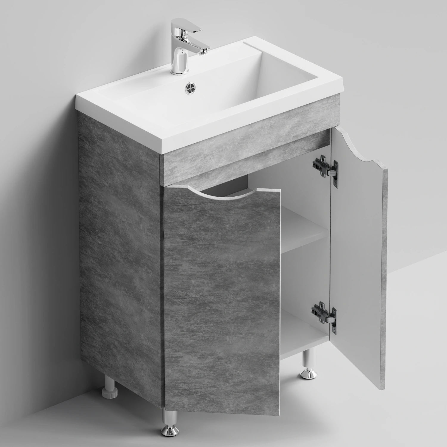 Тумба с раковиной Vod-ok Смайл 58 напольная, Горный камень