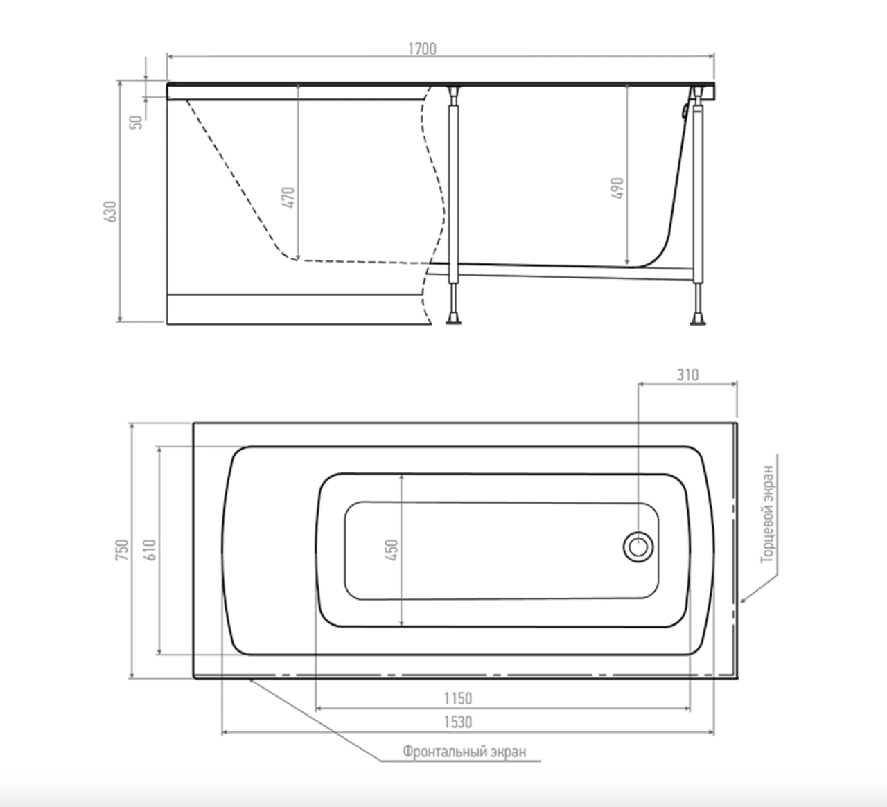 Ванна акриловая Alex Baitler Garda 170x75
