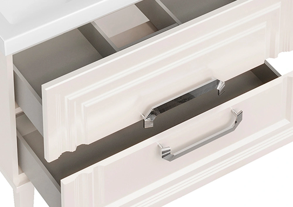 Тумба ASB Woodline Летиция 80 с раковиной Фостер 80, напольная, белый, ручки хром