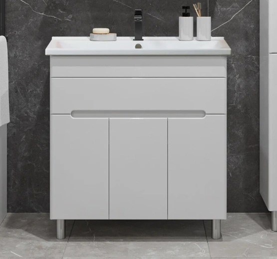 Тумба напольная SanStar Модена 80 с раковиной Фостер 80, белая