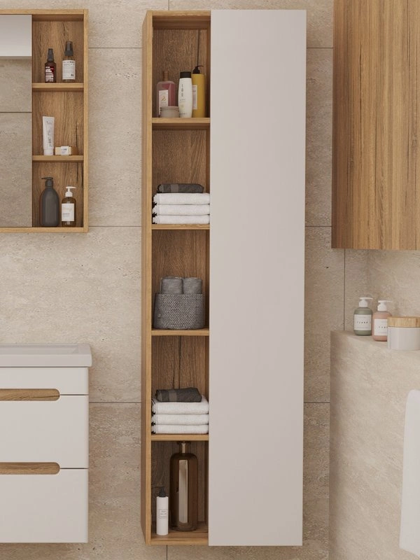 Шкаф-пенал напольный/подвесной SanStar Diva/Модена 50 R/L, с полками белый, дуб вотан