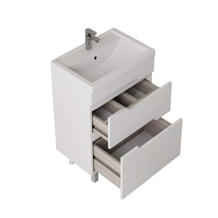 Тумба напольная Onika Ламина 60 с раковиной Фостер 60, белая