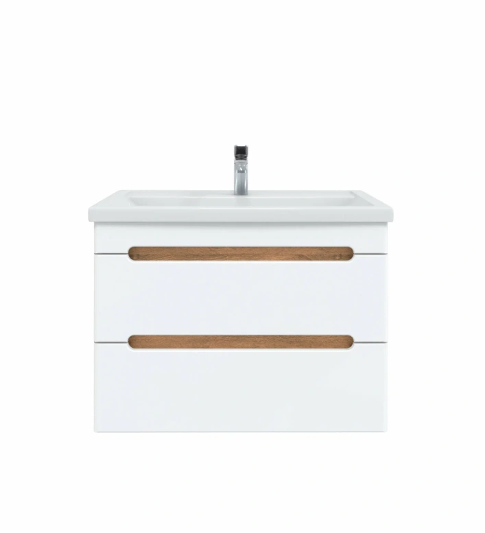 Тумба подвесная SanStar Diva 80 с раковиной Фест 80 белый, дуб вотан