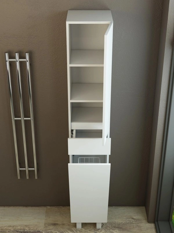 Пенал Emmy Морган 32 R с бельевой корзиной, напольный, белый