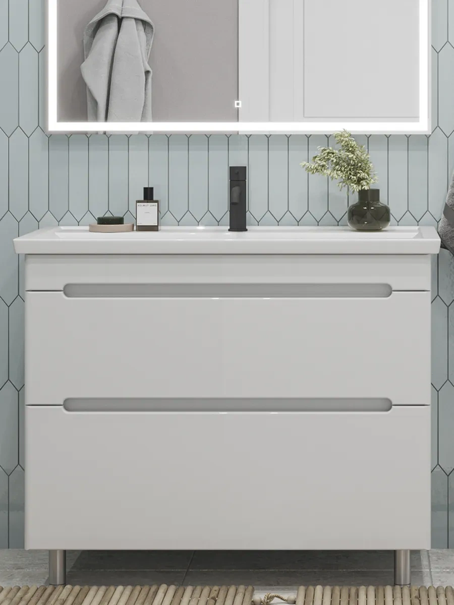 Тумба напольная SanStar Адель 100 с раковиной Фостер 100 белая