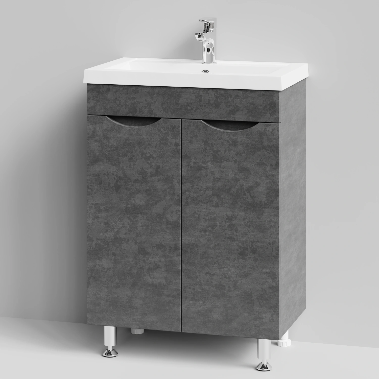 Тумба с раковиной Vod-ok Смайл 58 напольная, Серый камень