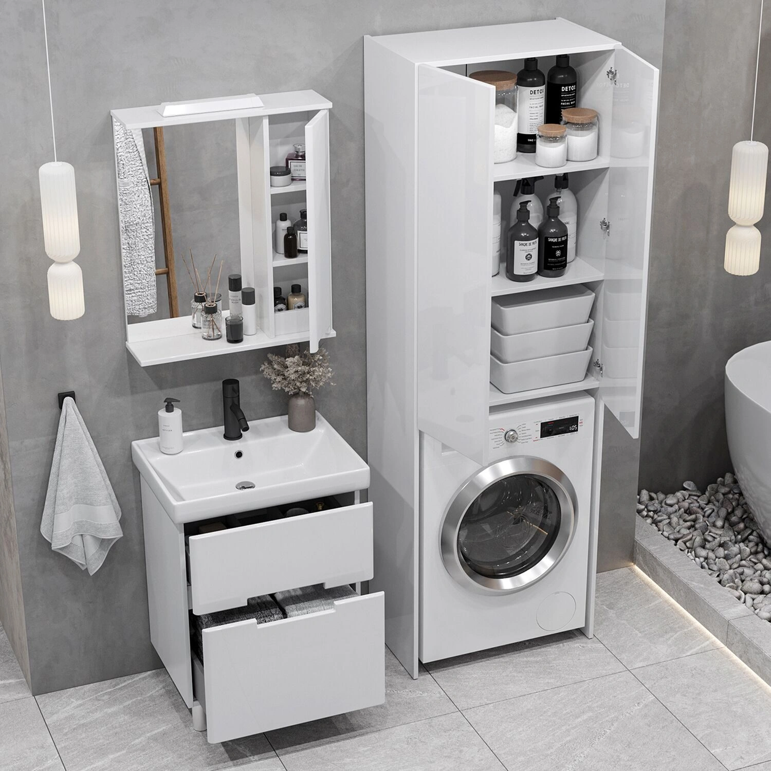 Шкаф-пенал напольный SanStar 65 для стиральной машины белый