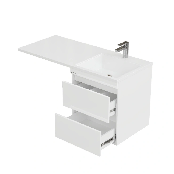 Тумба подвесная Onika Флэтон 38 с раковиной Марсал 100 под стиральную машину, R, белая