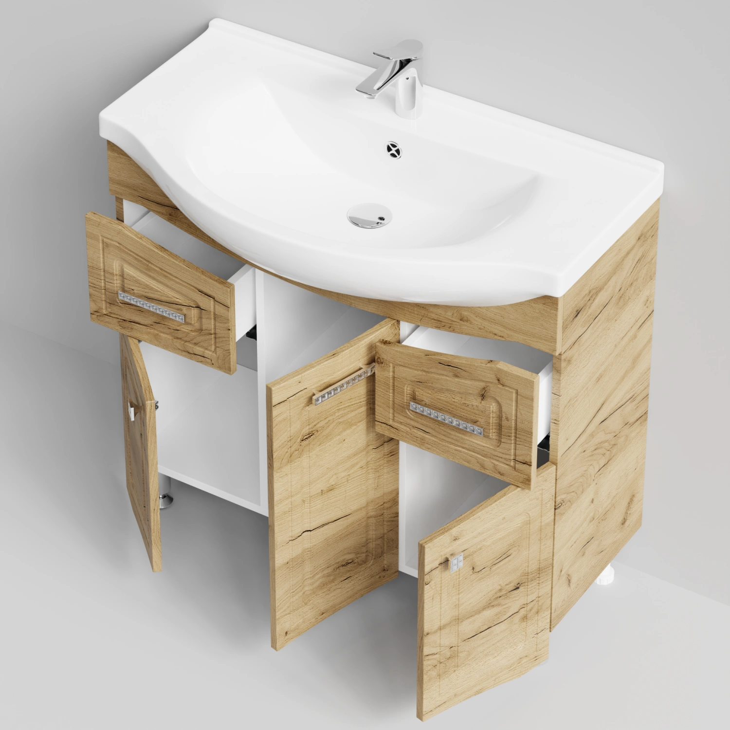 Тумба с раковиной Адам 90 напольная, Дуб Тортуга, петли справа