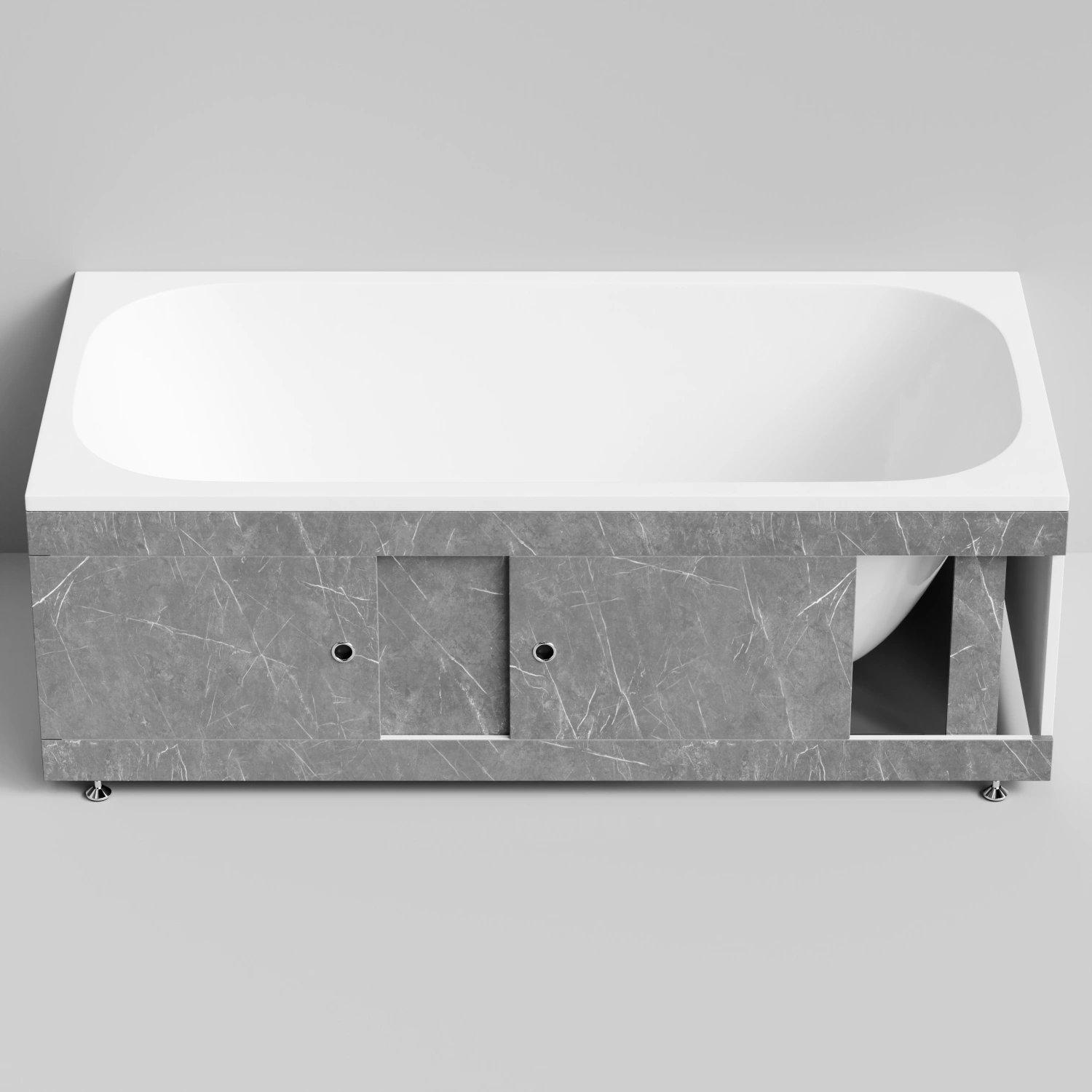 Экран под ванну Vod-ok Купе 170 раздвижной Мрамор Серый софт тач