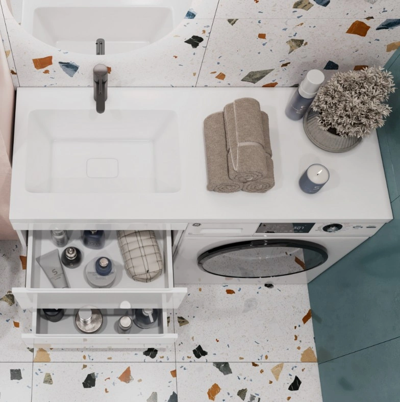 Тумба подвесная Vigo Urban 600-0-2, раковина Kamilla 120 L, 2 ящика, белый