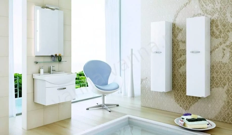 Тумба подвесная Alavann Alta 60 с раковиной Элеганс 60, белая