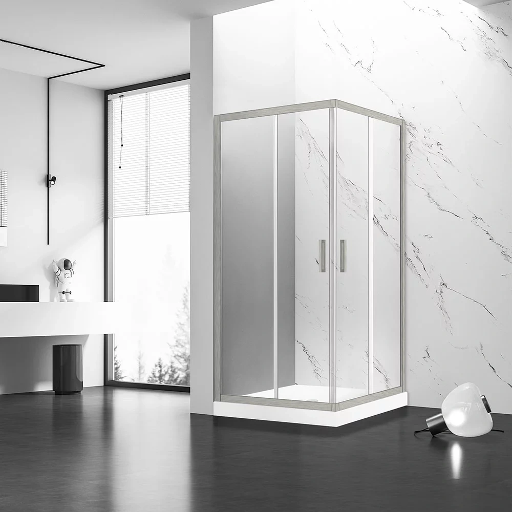 Душевой угол Veconi Rovigo RV-83, 1000х900х1950, никель брашинг, прозрачное стекло