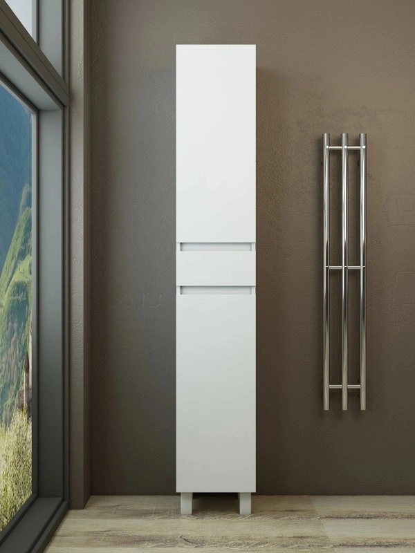 Пенал Emmy Морган 32 R с бельевой корзиной, напольный, белый