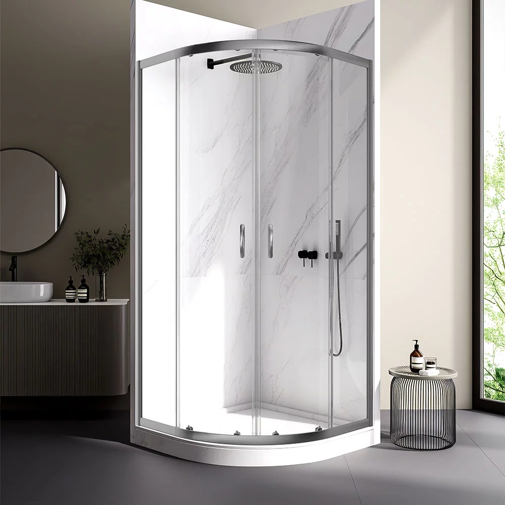 Душевой угол Veconi Rovigo RV-202GR, 800x800x1900, брашированный графит, прозрачное стекло