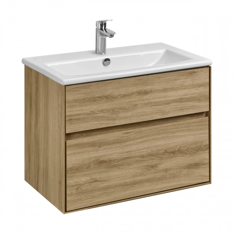 Тумба подвесная AQUATON Либерти 75 с раковиной Элина 75, дуб эльвезия