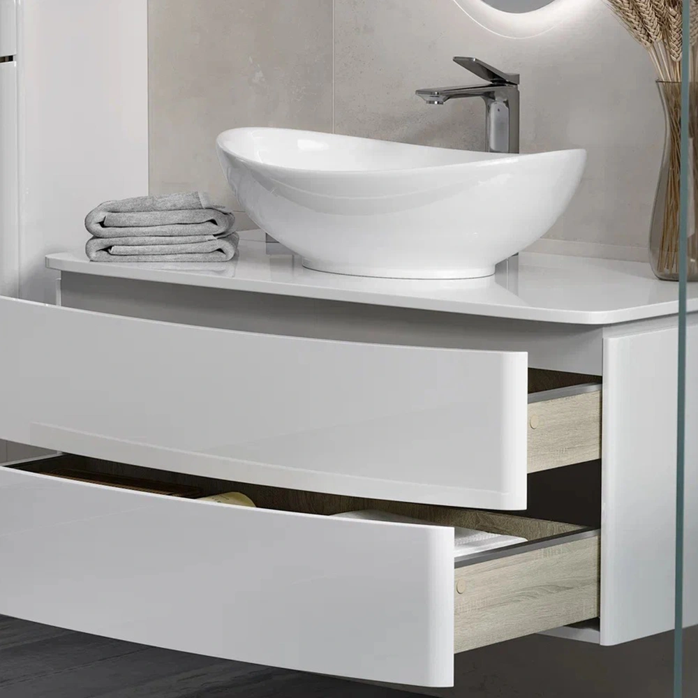 Тумба с раковиной подвесная Velvex Luna tp.LUN.100.2Y, 100 см