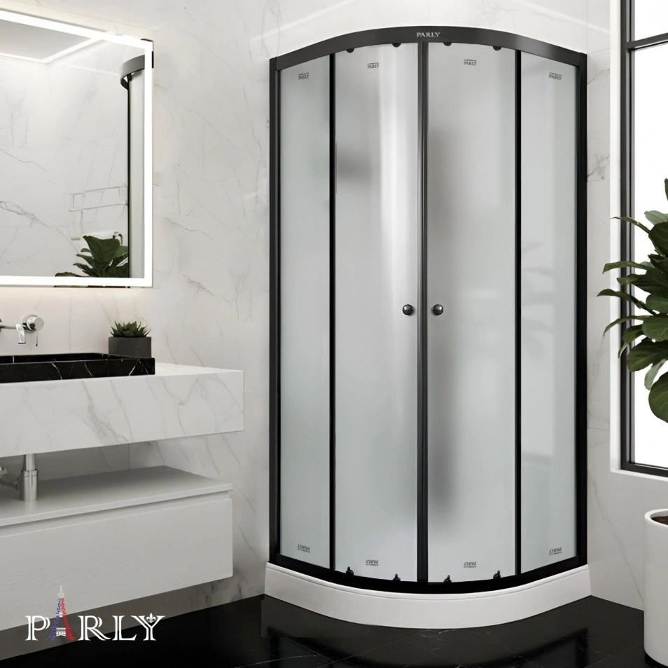 Душевой уголок PARLY BETT B831 80х80х210 1/4 круга, с поддоном, прозрачное стекло, черный