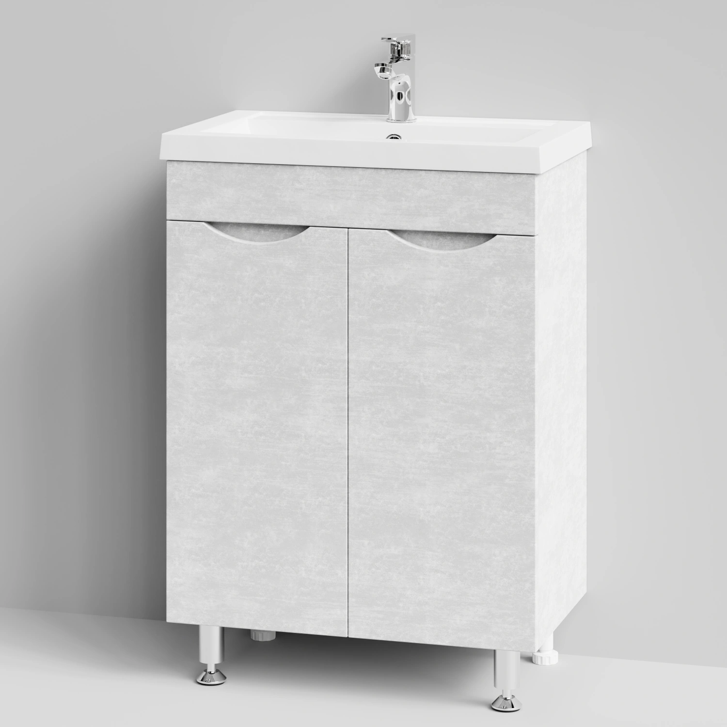 Тумба с раковиной Vod-ok Смайл 58 напольная, Белый камень