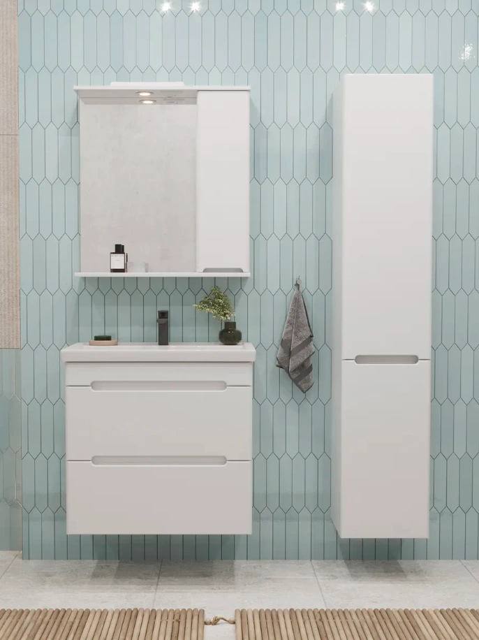 Тумба подвесная SanStar Адель 80 с раковиной Фест 80, белая