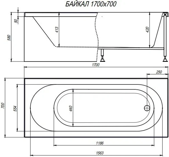 Ванна акриловая Alex Baitler Baikal 170x70