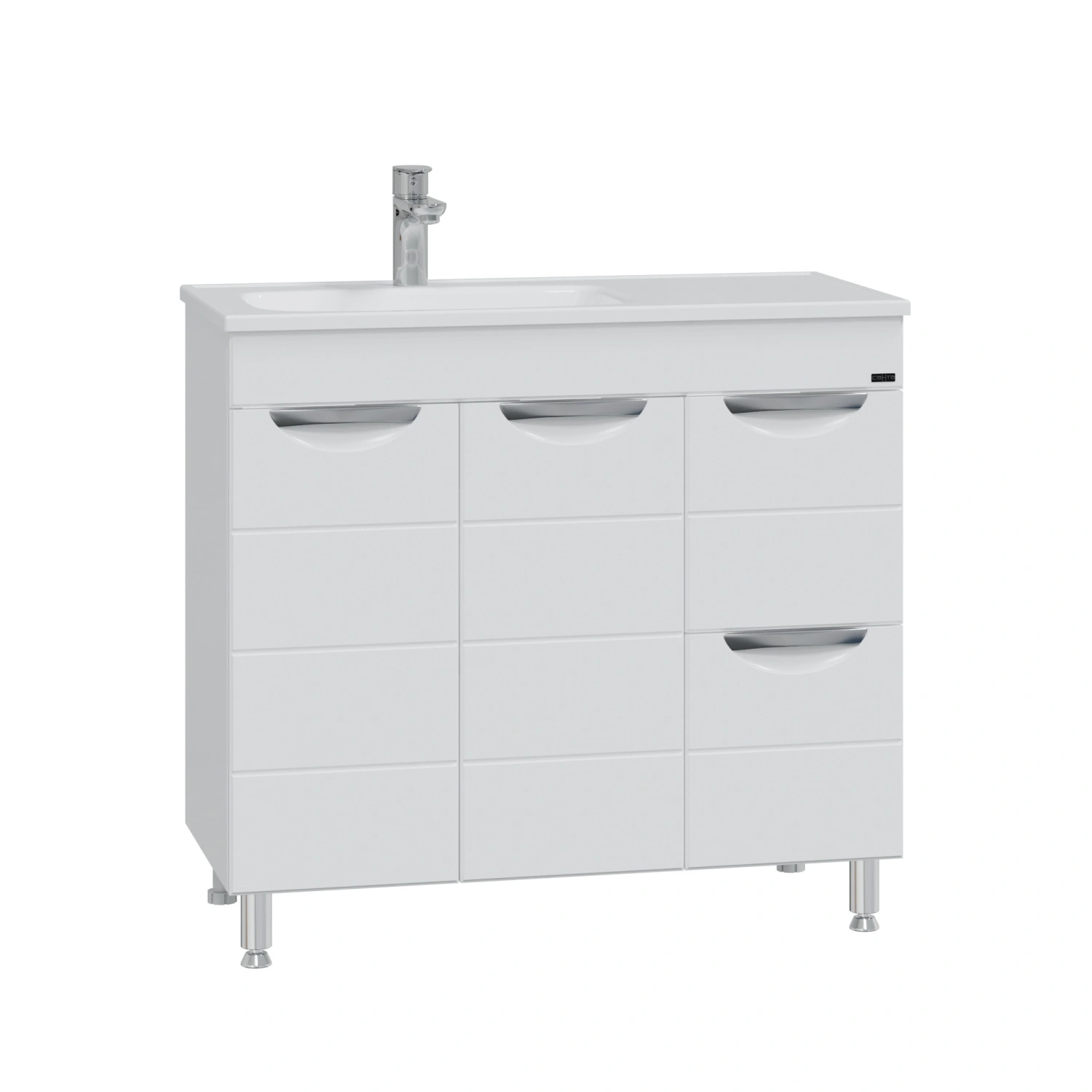 Тумба напольная Санта Родос 90 с раковиной Венера 90, 2 ящика, 2 двери, белый