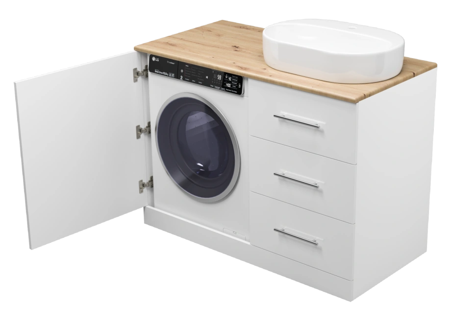 Тумба с раковиной Misty Респект 120 под стиральную машину R, белый
