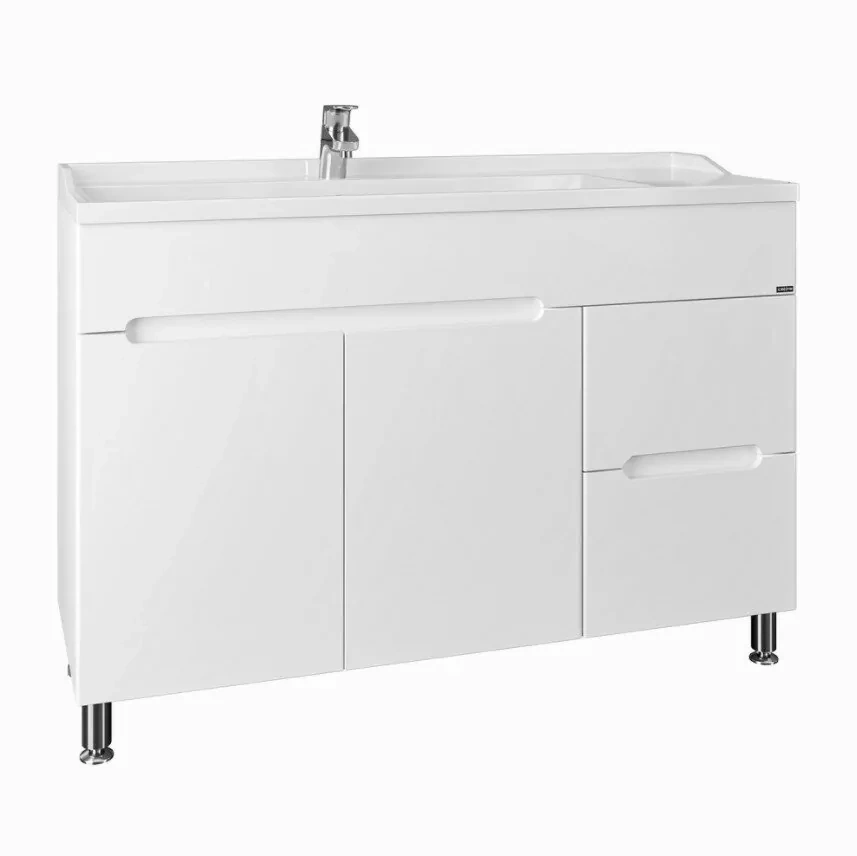 Тумба напольная Санта Лондон 120 с раковиной Сириус 120, 2 ящика, белая