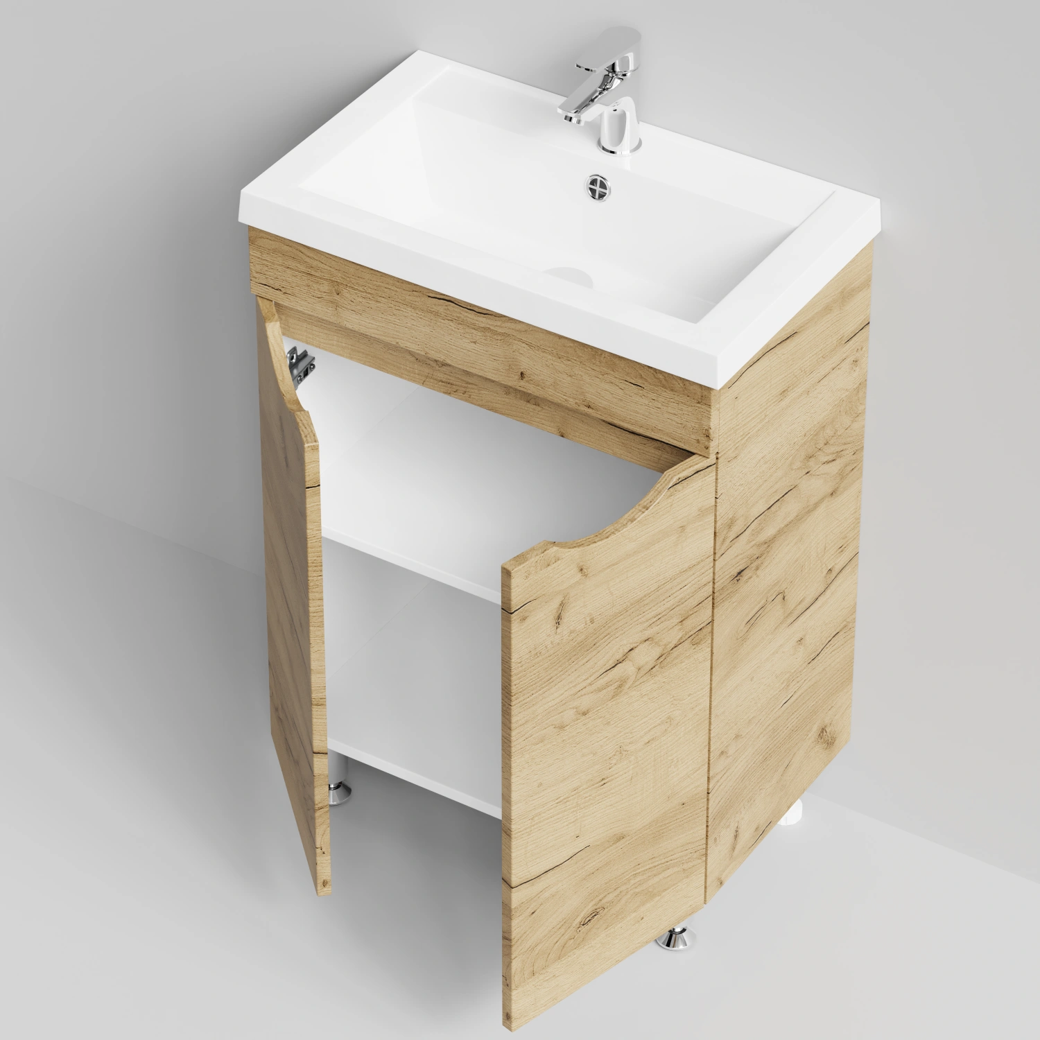 Тумба с раковиной Vod-ok Смайл 58 напольная, Дуб Тортуга