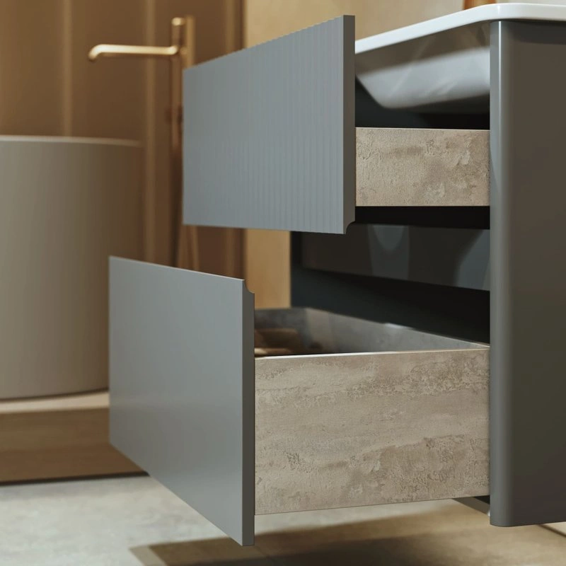 Тумба подвесная Alavann Wave 105 с раковиной Nikson 105, голубой деним