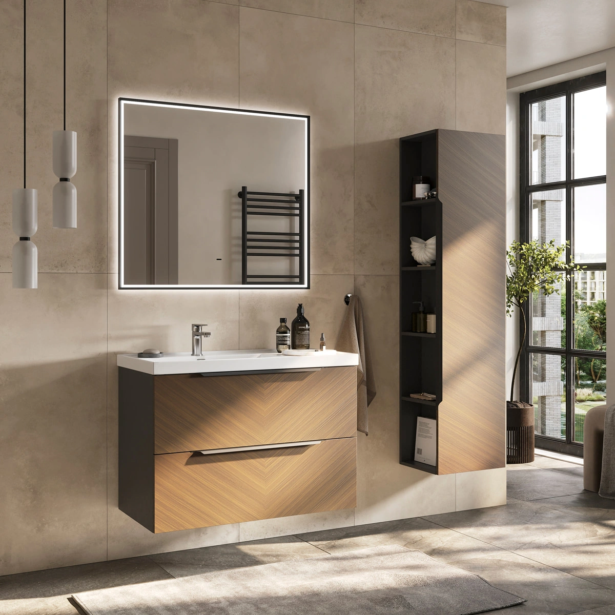 Пенал EQUIL Forest 40 подвесной орех/графит, L/R