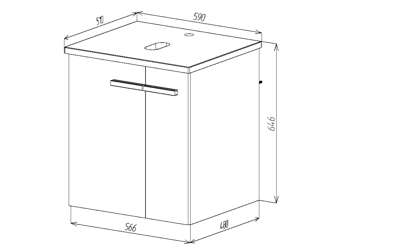 Тумба подвесная Viant Мюнхен 60 с раковиной Moduo 50, хаки