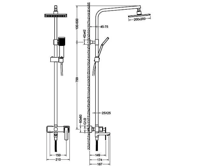 Душевая стойка Timo Torne SX-4320/00 хром