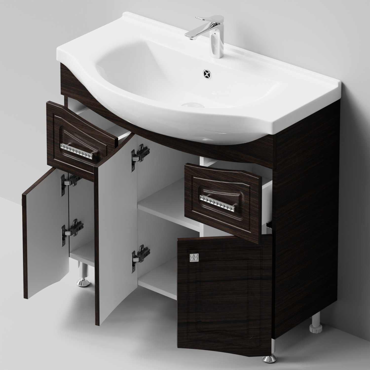 Тумба с раковиной Адам 90 напольная, Палисандр, петли слева