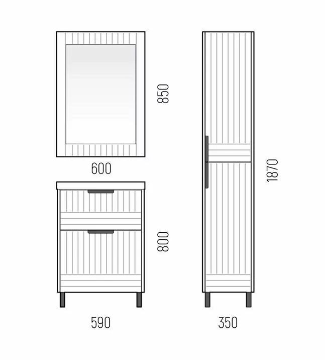 Мебель для ванной Corozo Терра 60 комплект, напольный, графит матовый