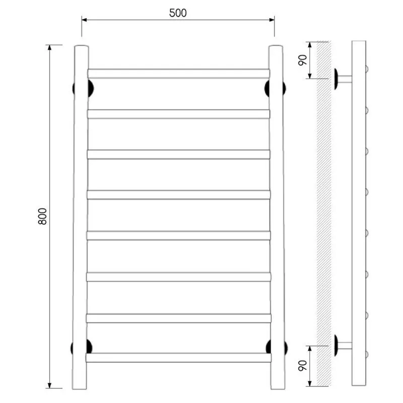 Полотенцесушитель водяной Laris Классик П8 500х800 белый матовый
