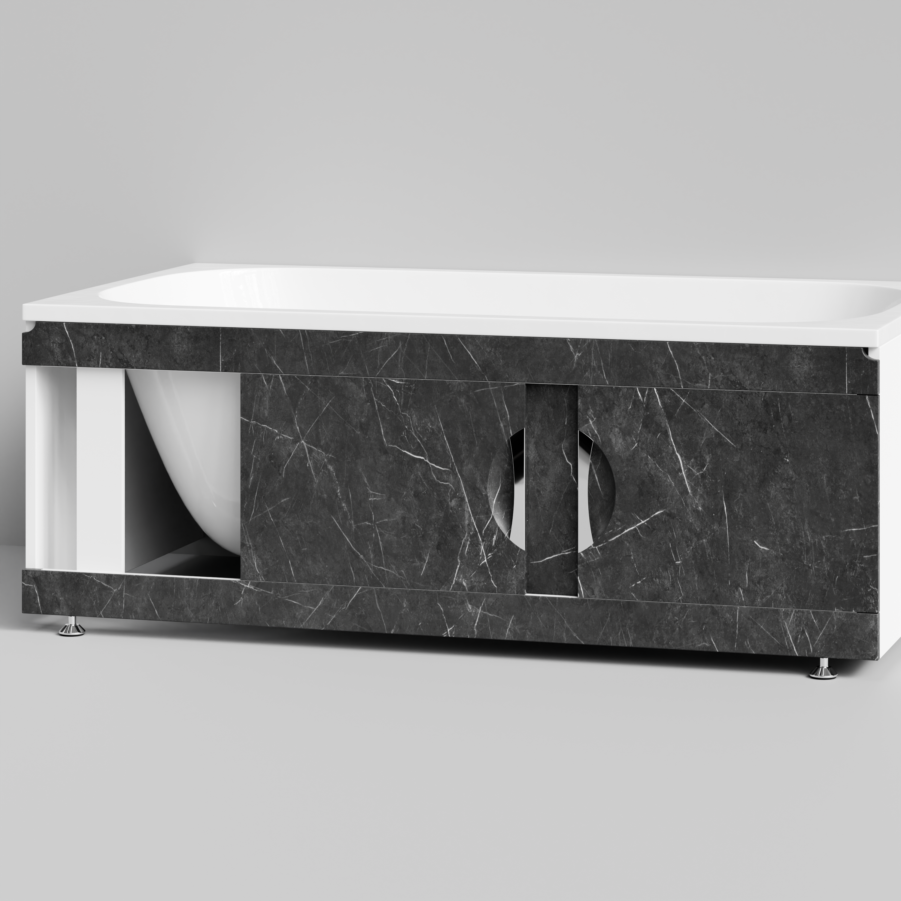 Экран под ванну Vod-ok Топ 150 раздвижной Мрамор Графит софт тач