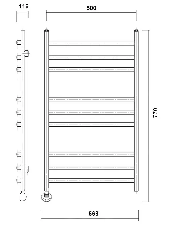 Полотенцесушитель электрический Domoterm Калипсо П9 500x700 L левый, белый матовый