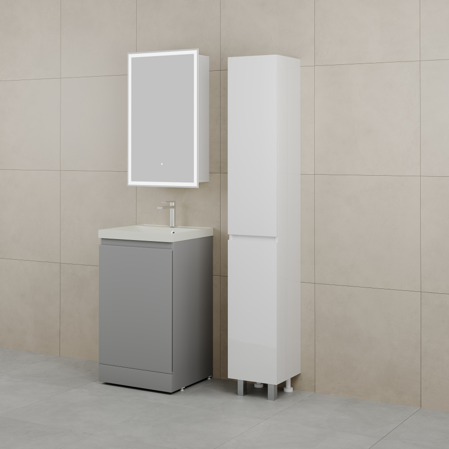 Тумба напольная Style Line Батлер 50 с раковиной Asti 50 жасмин, антискрейтч серый