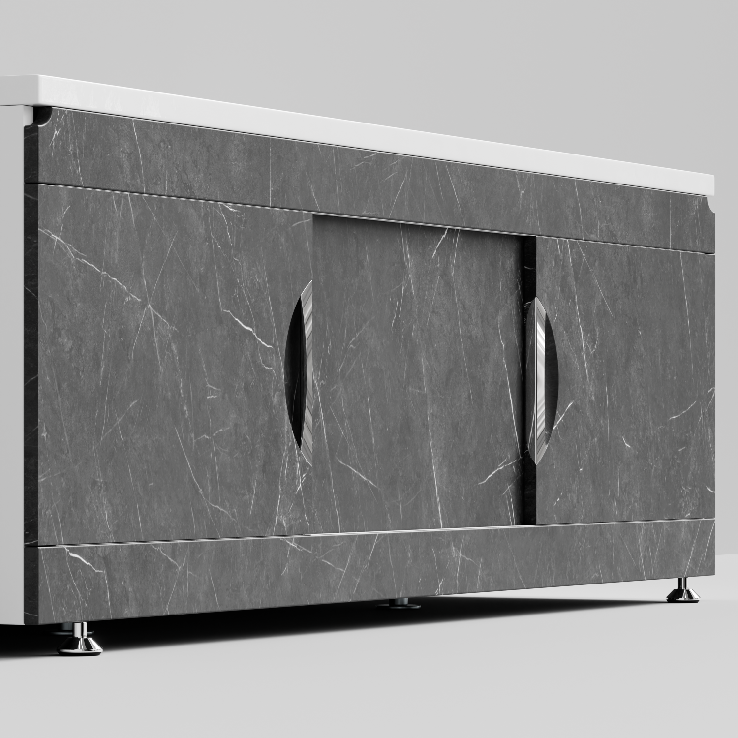 Экран под ванну Vod-ok Топ 170 раздвижной Мрамор Графит софт тач