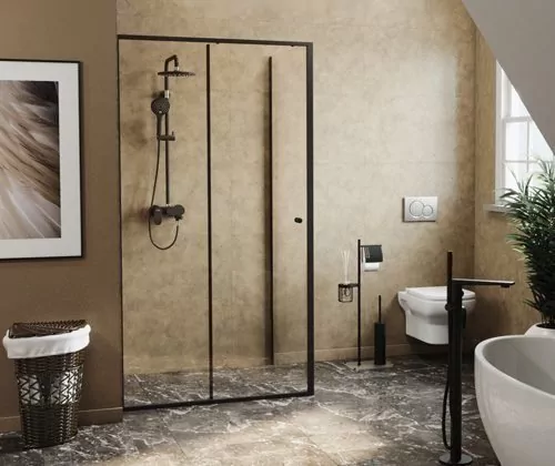 Душевой уголок Wasserkraft Dill 61S17 прямоугольный, без поддона, прозрачное стекло, черный