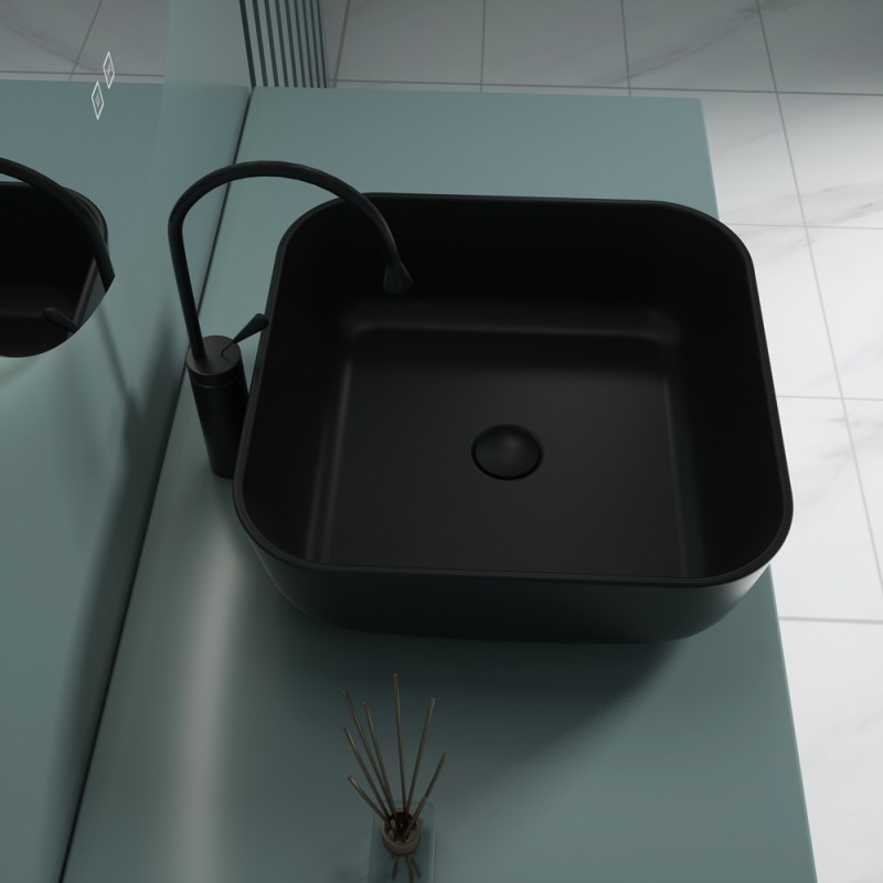 Раковина накладная Esbano ERCINA-N (matt black) 385x385x140