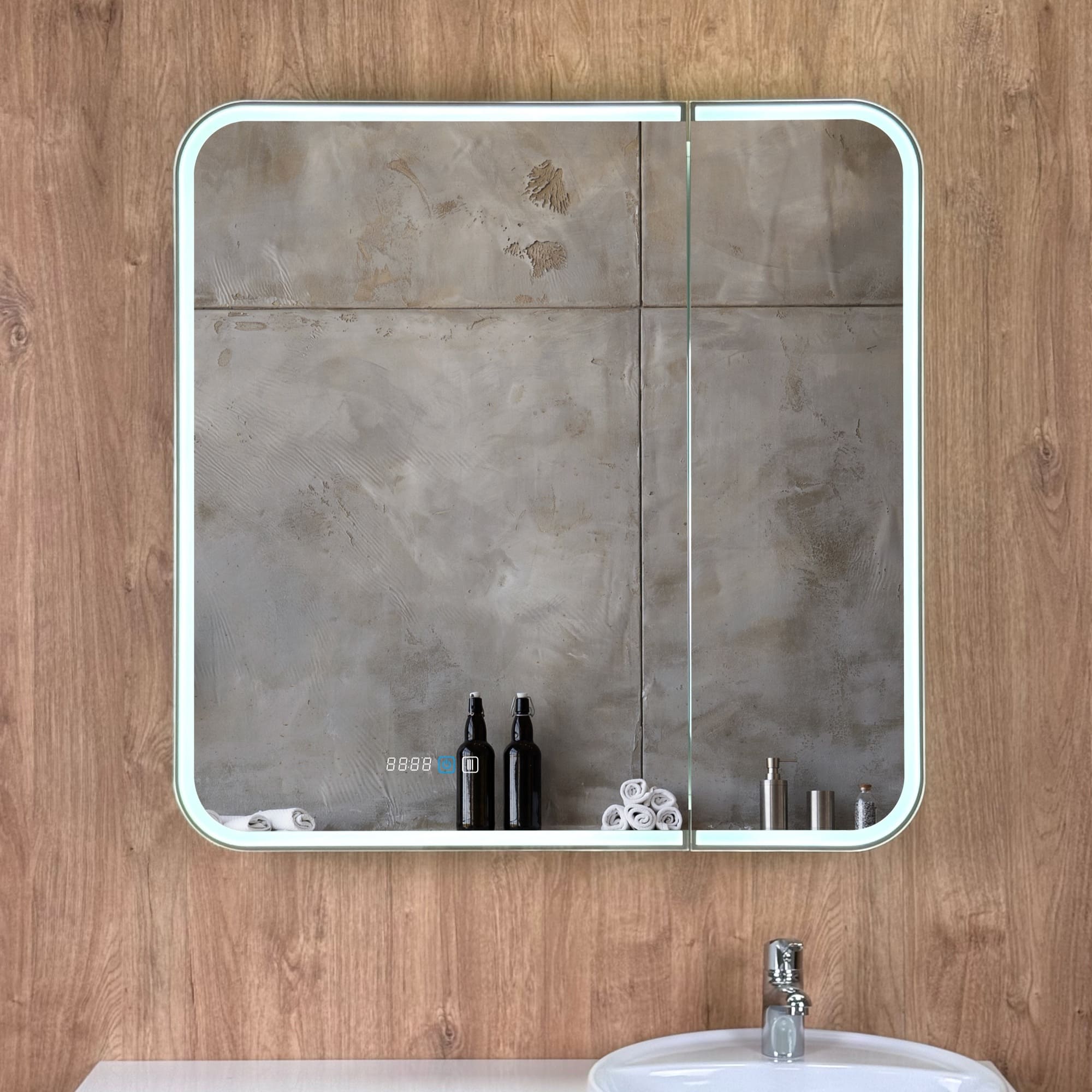 Шкаф зеркальный Alavann "Lana 80" антизапотеватель, часы